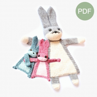 Duo Deal: Konijn Lappenpop en Baby konijn mini Lappenpop Pdf patroon
